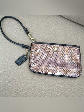 Coach Silver Sequin Wristlet